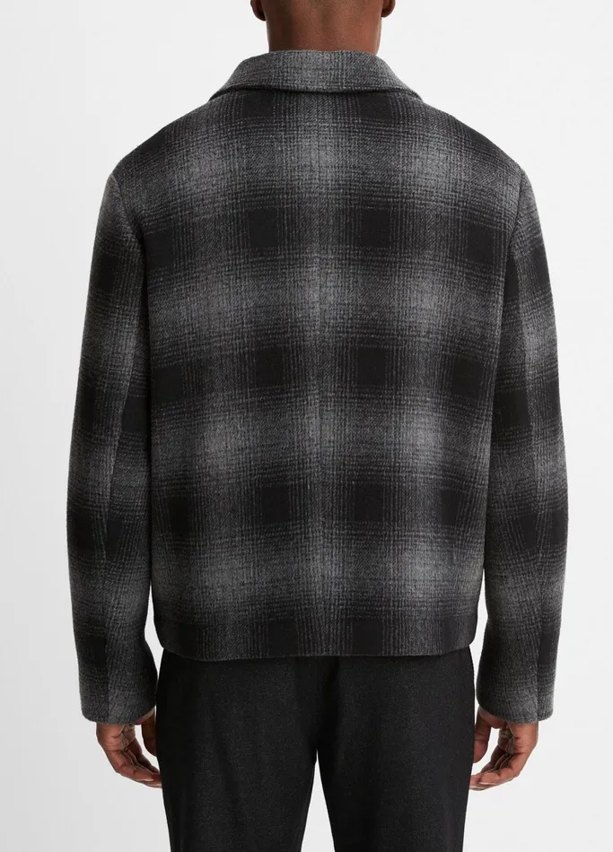 Vince Jackets and Outerwear Men Plaid WoolBlend Shirt Jacket Heather Blackheather Grey