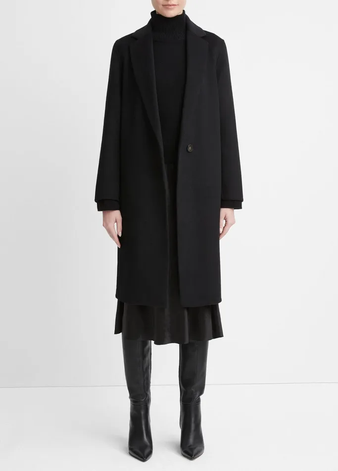 Vince Jackets and Outerwear Women Classic Straight Coat Black
