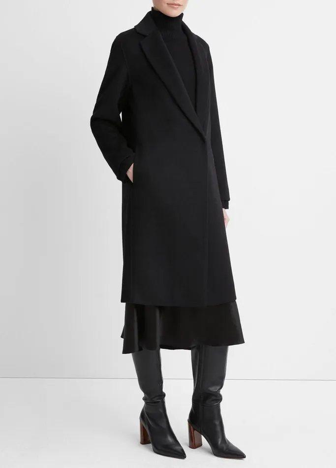 Vince Jackets and Outerwear Women Classic Straight Coat Black
