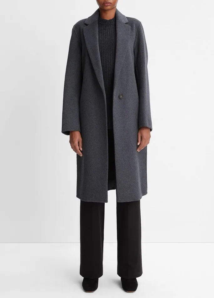 Vince Jackets and Outerwear Women Classic Straight Coat Charcoal