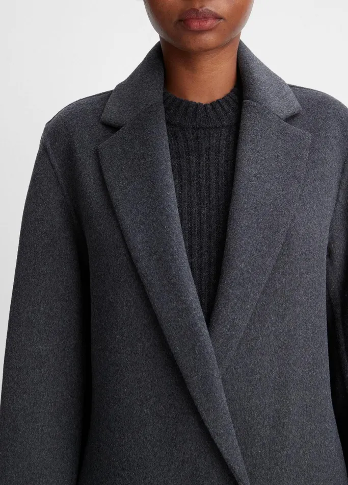Vince Jackets and Outerwear Women Classic Straight Coat Charcoal