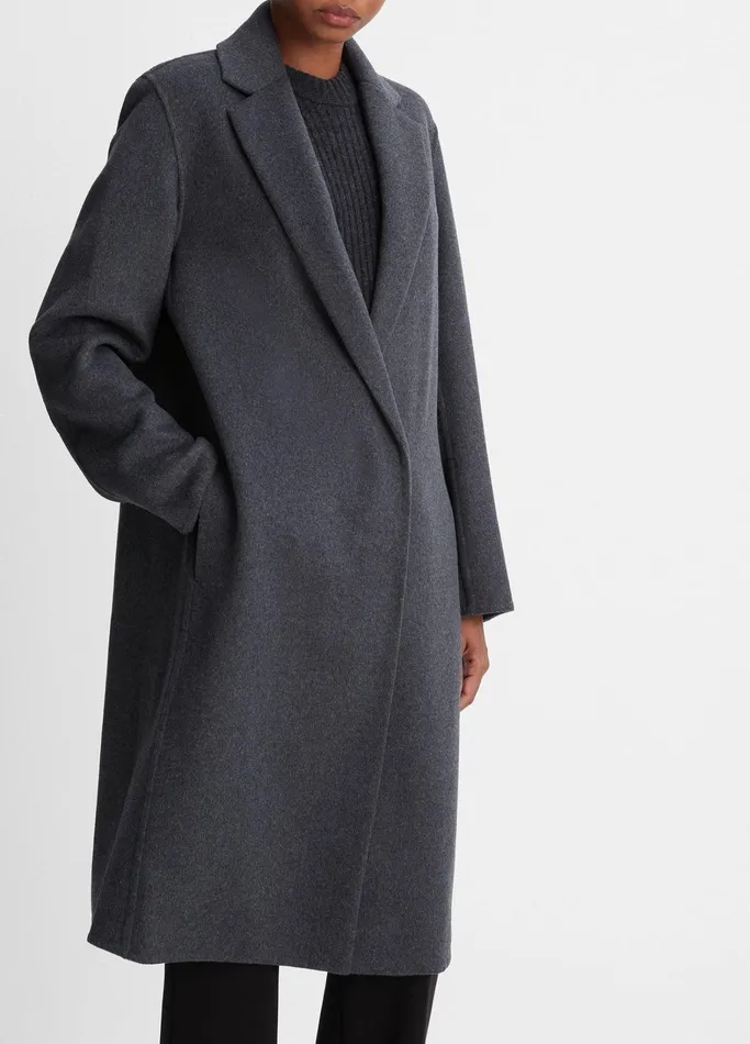 Vince Jackets and Outerwear Women Classic Straight Coat Charcoal