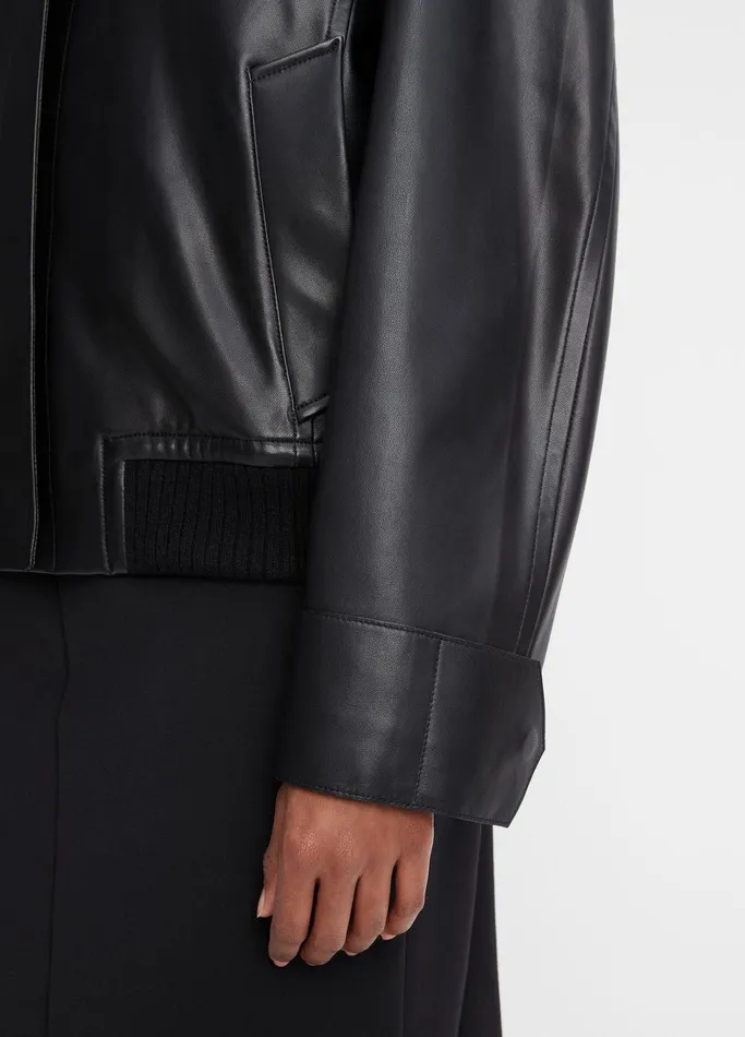 Vince Jackets and Outerwear Women Lambskin Bomber Jacket Black