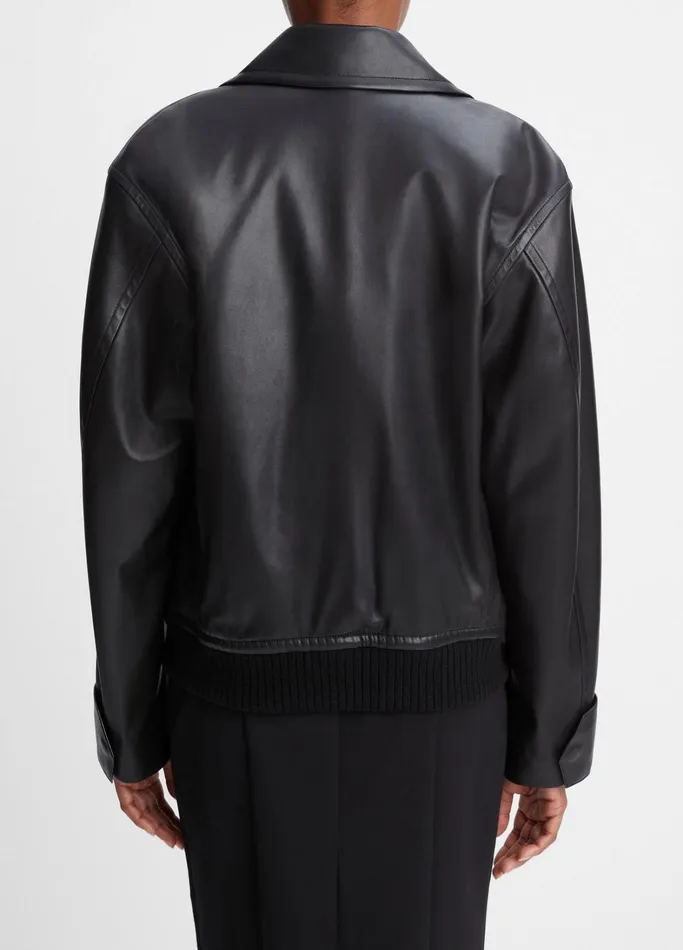Vince Jackets and Outerwear Women Lambskin Bomber Jacket Black