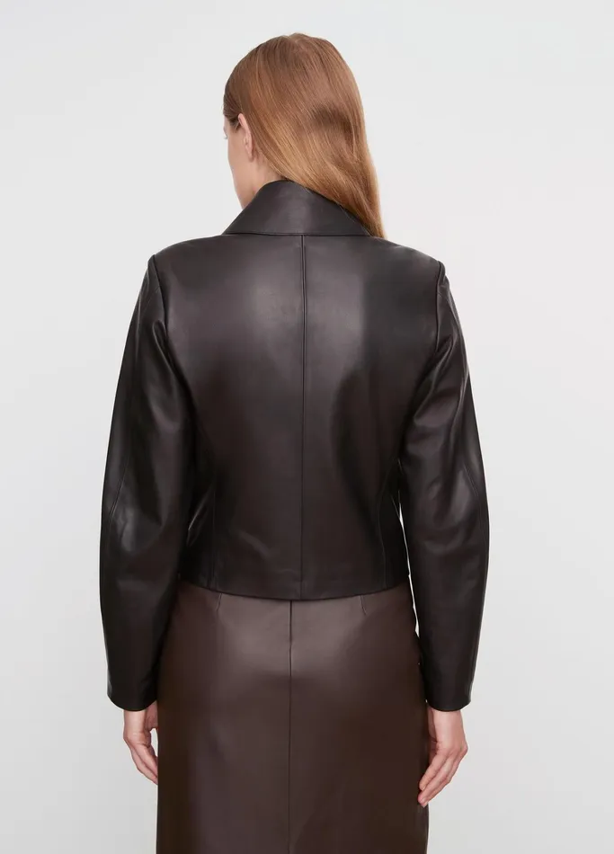 Vince Jackets and Outerwear Women Leather ZipFront Jacket Black