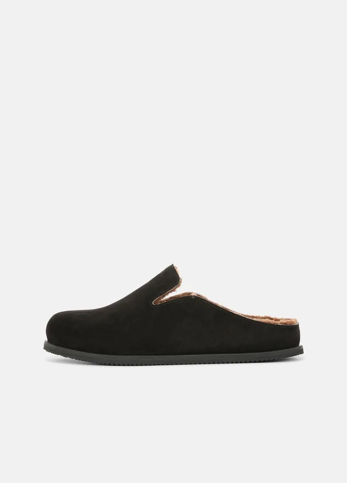 Vince Loafers and LaceUps Men Decker ShearlingLined Suede Clog Black