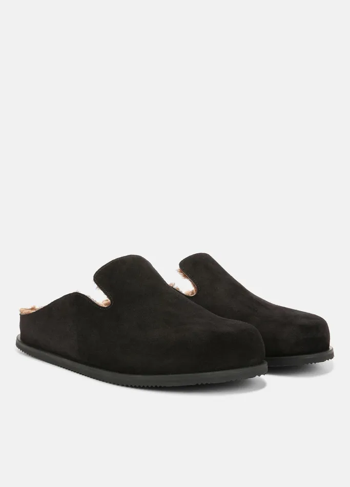 Vince Loafers and LaceUps Men Decker ShearlingLined Suede Clog Black