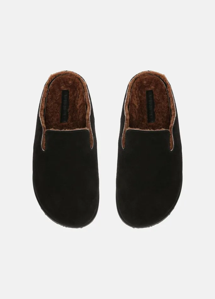 Vince Loafers and LaceUps Men Decker ShearlingLined Suede Clog Black