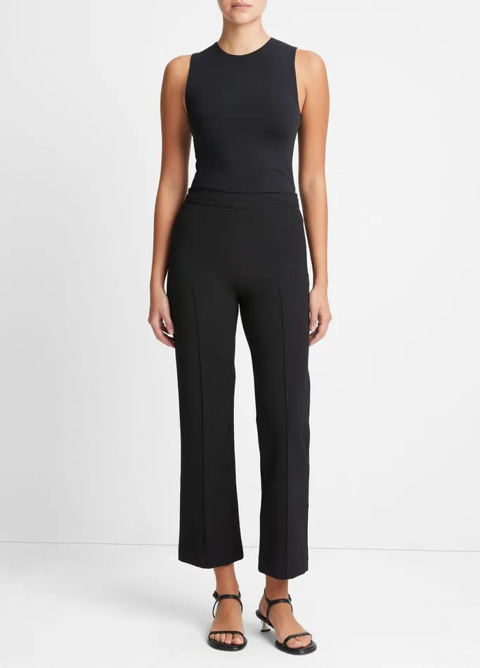 Vince Pants and Shorts Women MidRise Pintuck Crop Flare Pant Black