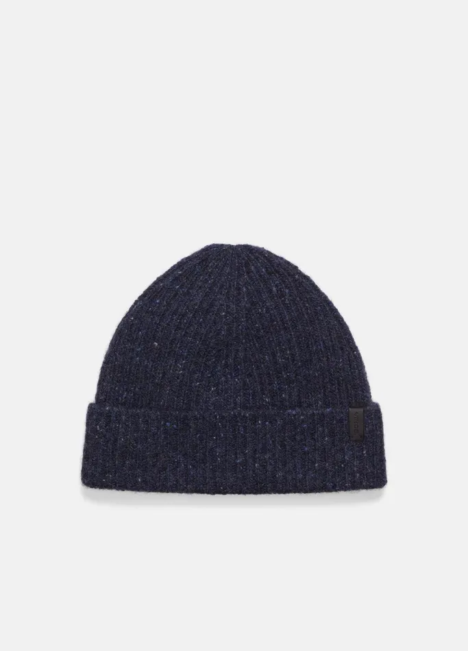 Vince Scarves Hats and Gloves Men Cashmere Donegal Rib Hat Coastal Blue