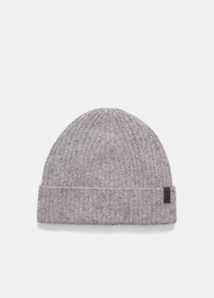 Vince Scarves Hats and Gloves Men Cashmere Donegal Rib Hat Heather Grey