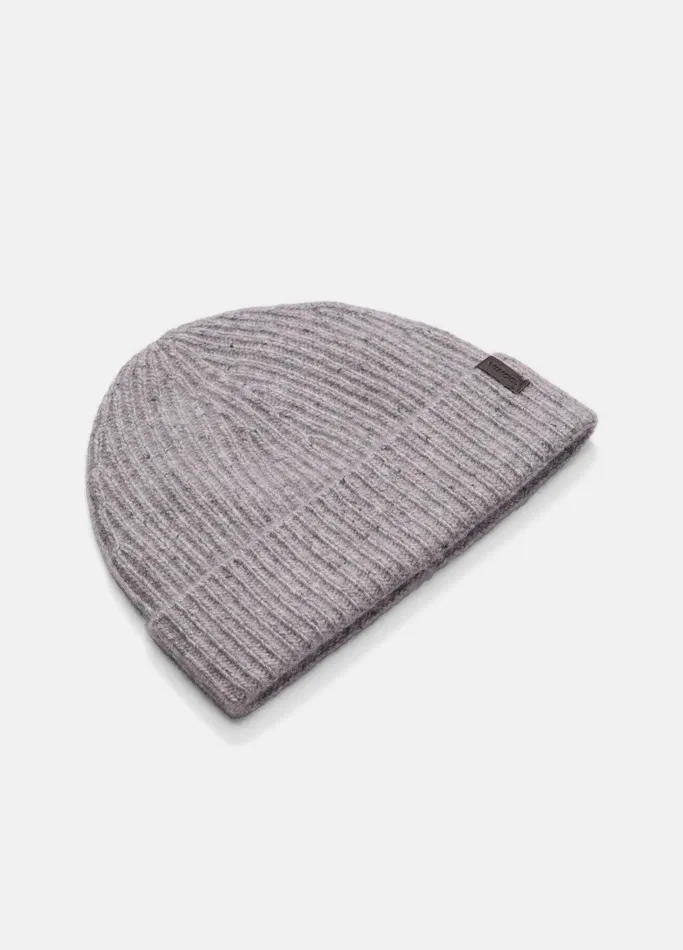 Vince Scarves Hats and Gloves Men Cashmere Donegal Rib Hat Heather Grey