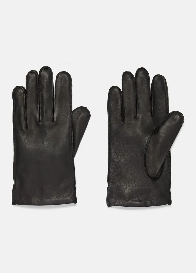 Vince Scarves Hats and Gloves Men Classic CashmereLined Leather Glove Black Camelleto