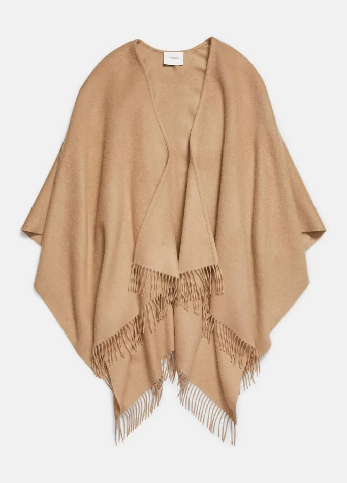 Vince Scarves Hats and Gloves Women Wool And Cashmere DoubleFace Cape Camel
