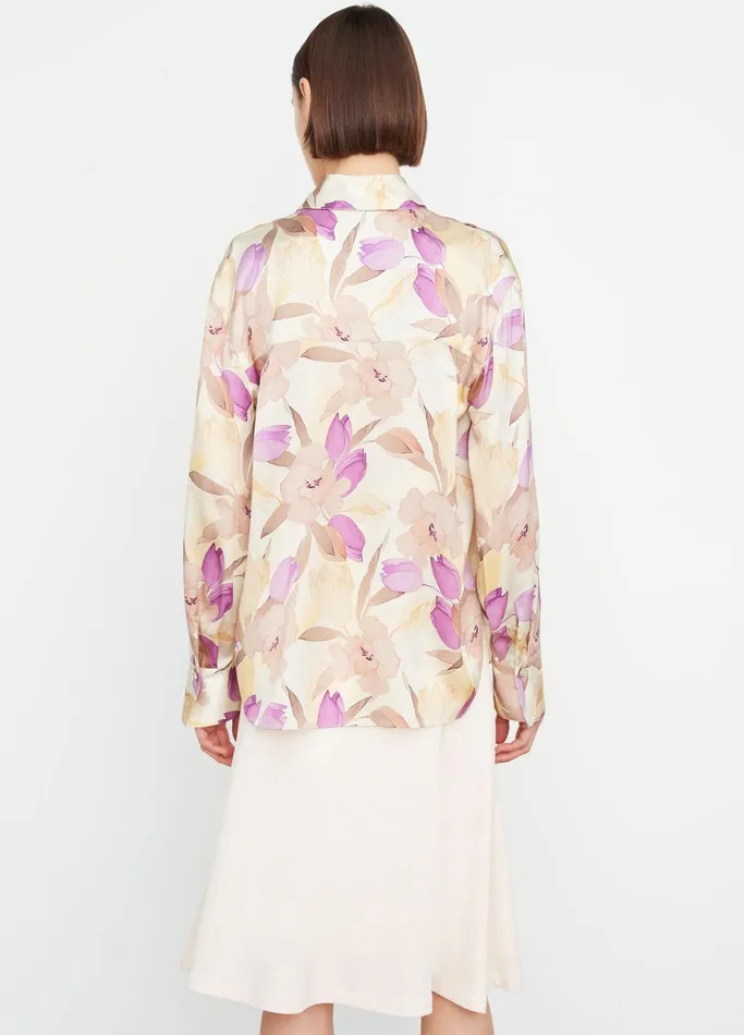 Vince Shirts and Tops Women Nouveau Magnolia Silk Relaxed Shirt Sun Dew
