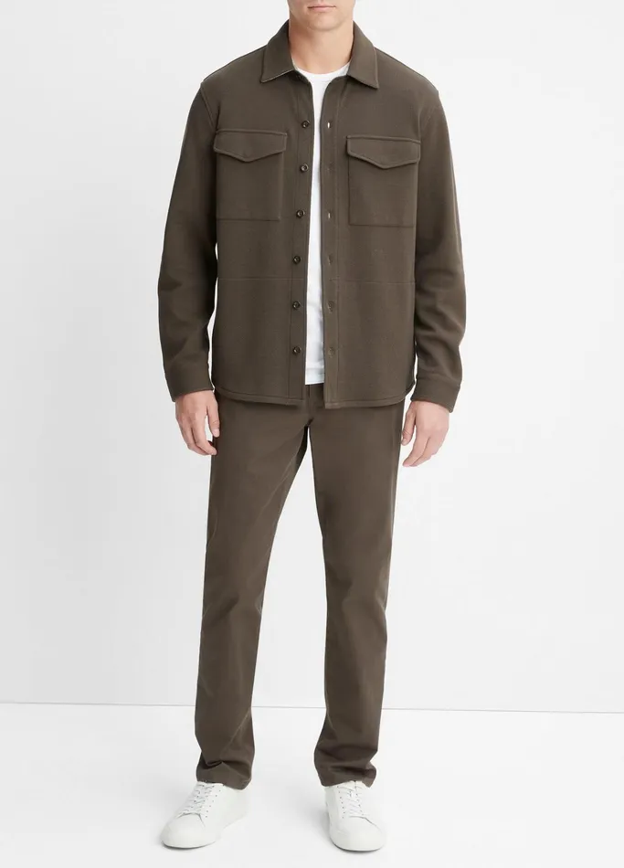 Vince Shirts Men DoubleKnit Piqu Shirt Jacket Frogheather Grey