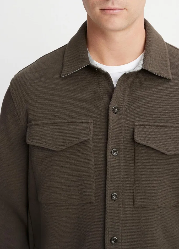 Vince Shirts Men DoubleKnit Piqu Shirt Jacket Frogheather Grey