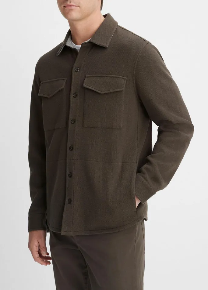Vince Shirts Men DoubleKnit Piqu Shirt Jacket Frogheather Grey