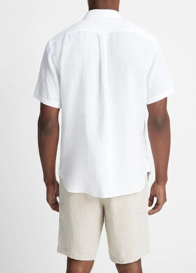 Vince Shirts Men Linen ShortSleeve Shirt Optic White