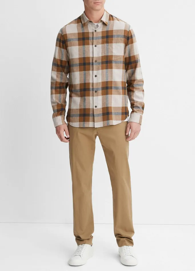 Vince Shirts Men Yorkshire Plaid Shirt Slate Brownnightshade