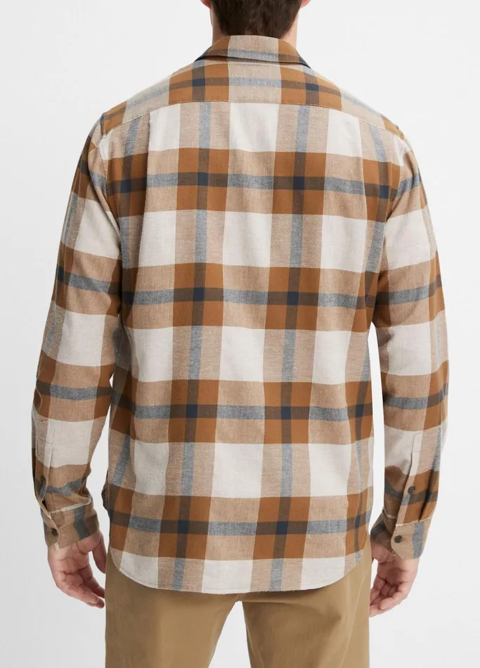 Vince Shirts Men Yorkshire Plaid Shirt Slate Brownnightshade