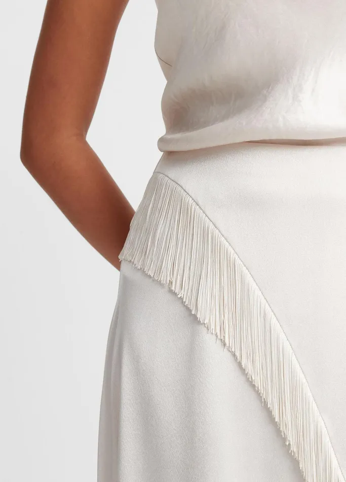 Vince Skirts Women Fringe Draped Asymmetric Skirt Sandstone