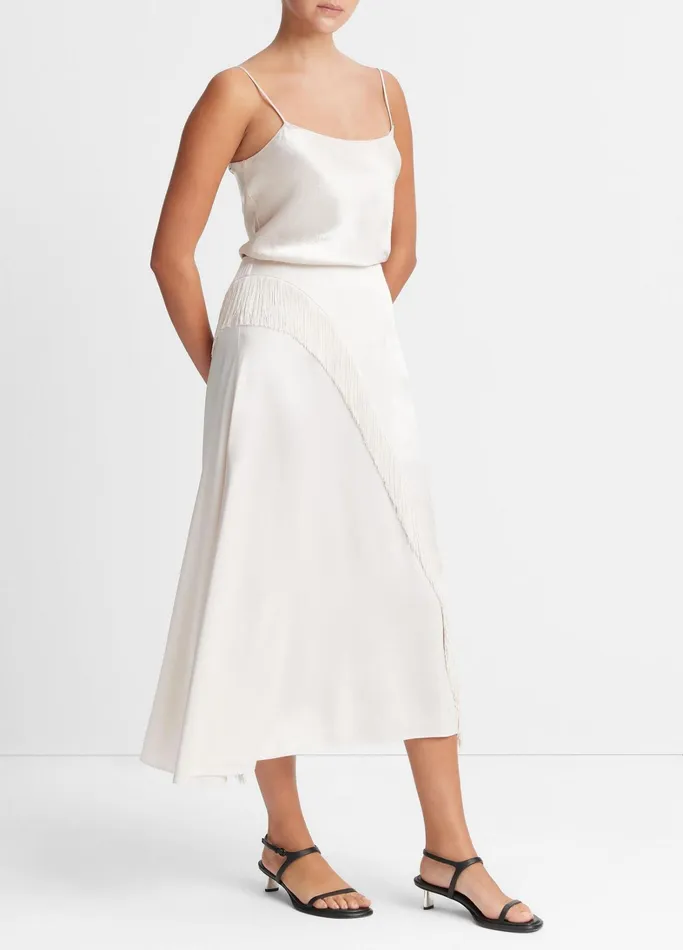 Vince Skirts Women Fringe Draped Asymmetric Skirt Sandstone