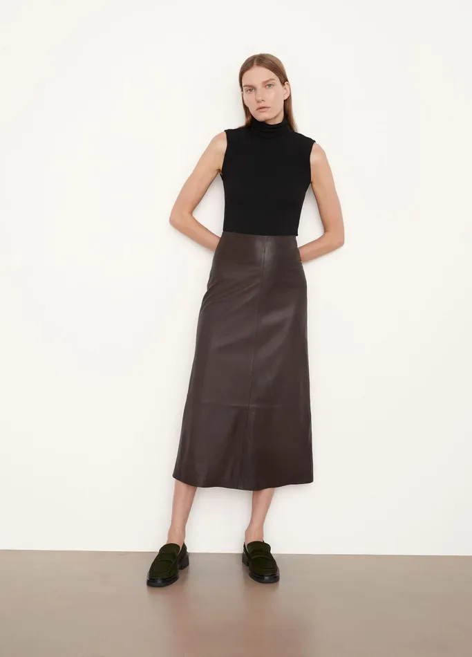 Vince Skirts Women Leather Straight Skirt Hickory