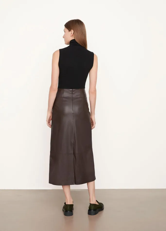 Vince Skirts Women Leather Straight Skirt Hickory