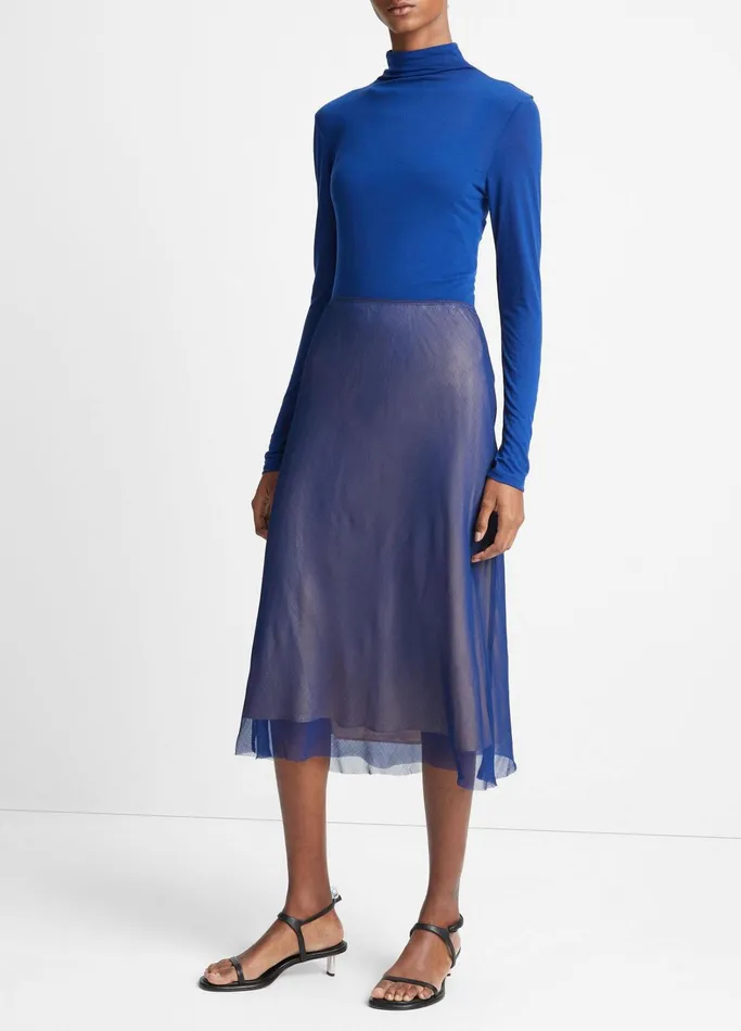 Vince Skirts Women Sheer Slip Skirt Dark Caspianchamois