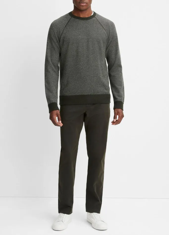 Vince Sweaters Men Birdseye Raglan Sweater Moss Greendeco Cream