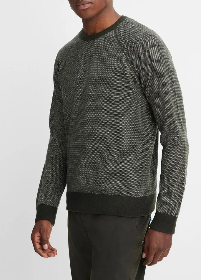 Vince Sweaters Men Birdseye Raglan Sweater Moss Greendeco Cream