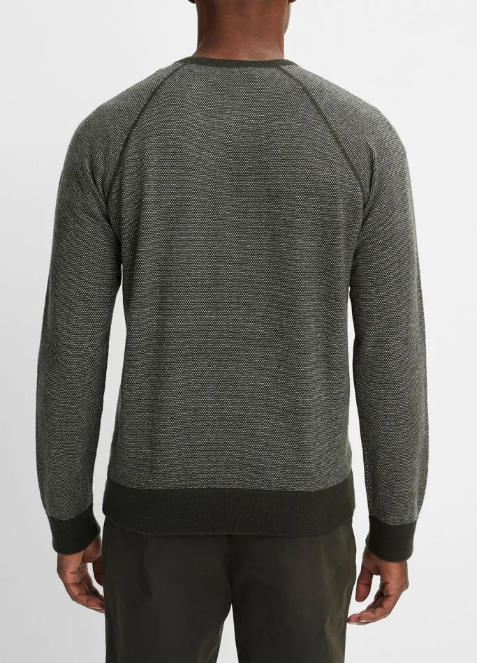 Vince Sweaters Men Birdseye Raglan Sweater Moss Greendeco Cream