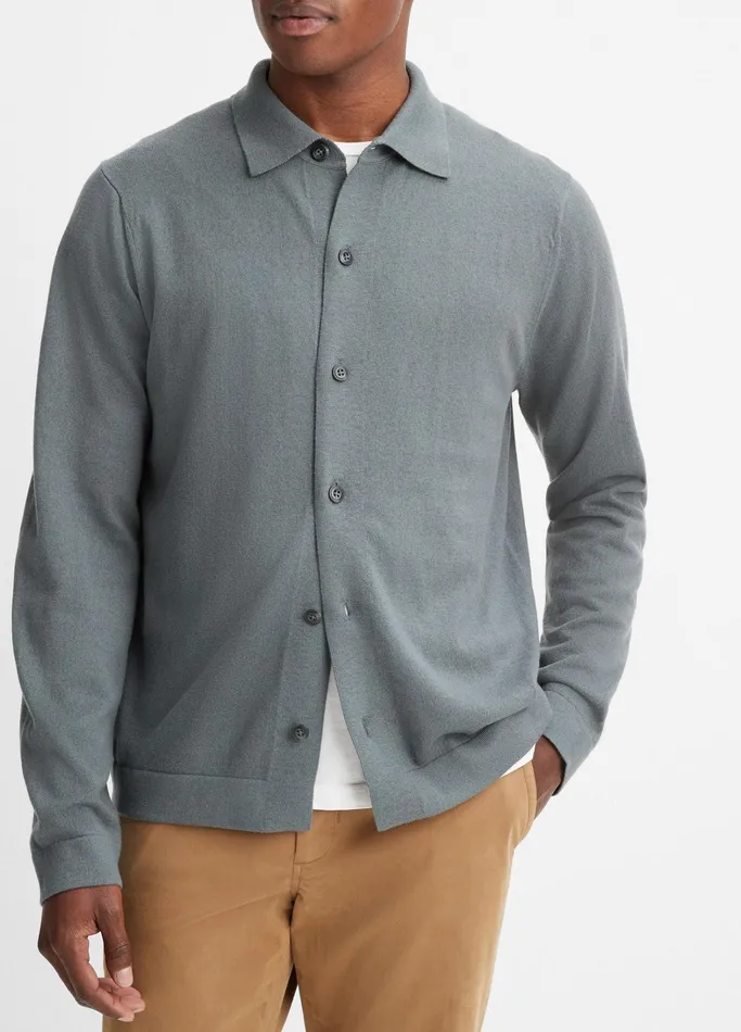 Vince Sweaters Men Merino ButtonFront Cardigan Dusty Teal