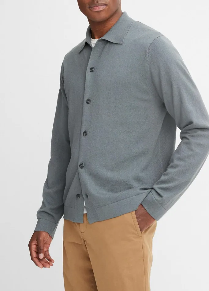 Vince Sweaters Men Merino ButtonFront Cardigan Dusty Teal