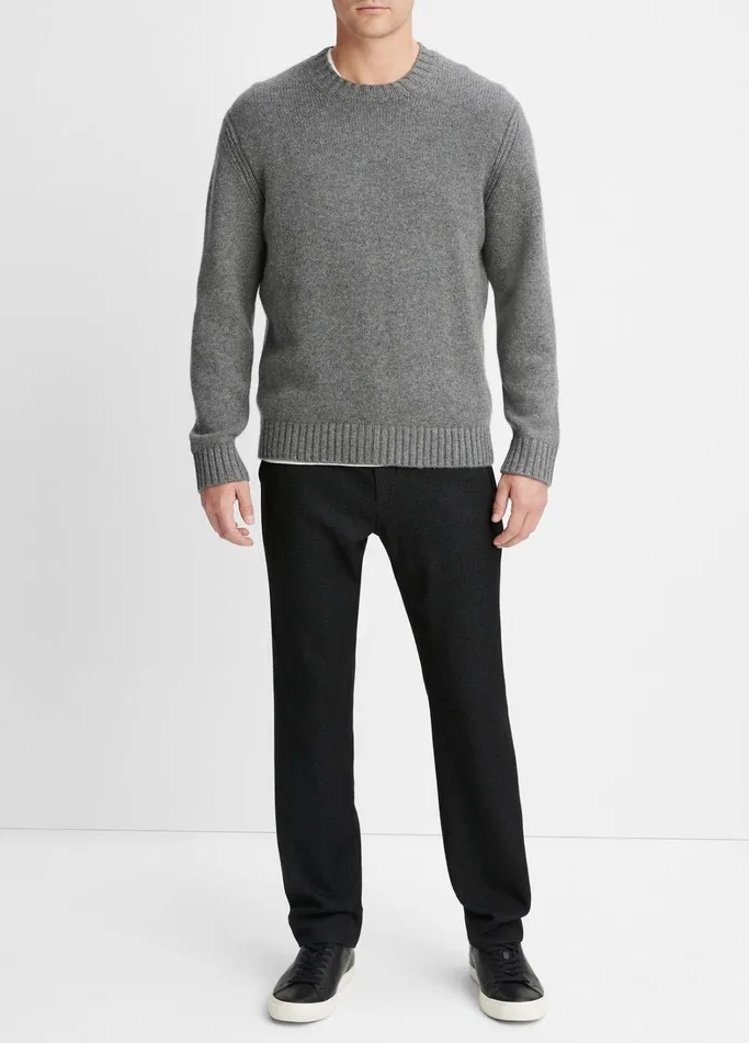 Vince Sweaters Men WoolCashmere Relaxed Crew Neck Sweater Medium Heather Grey