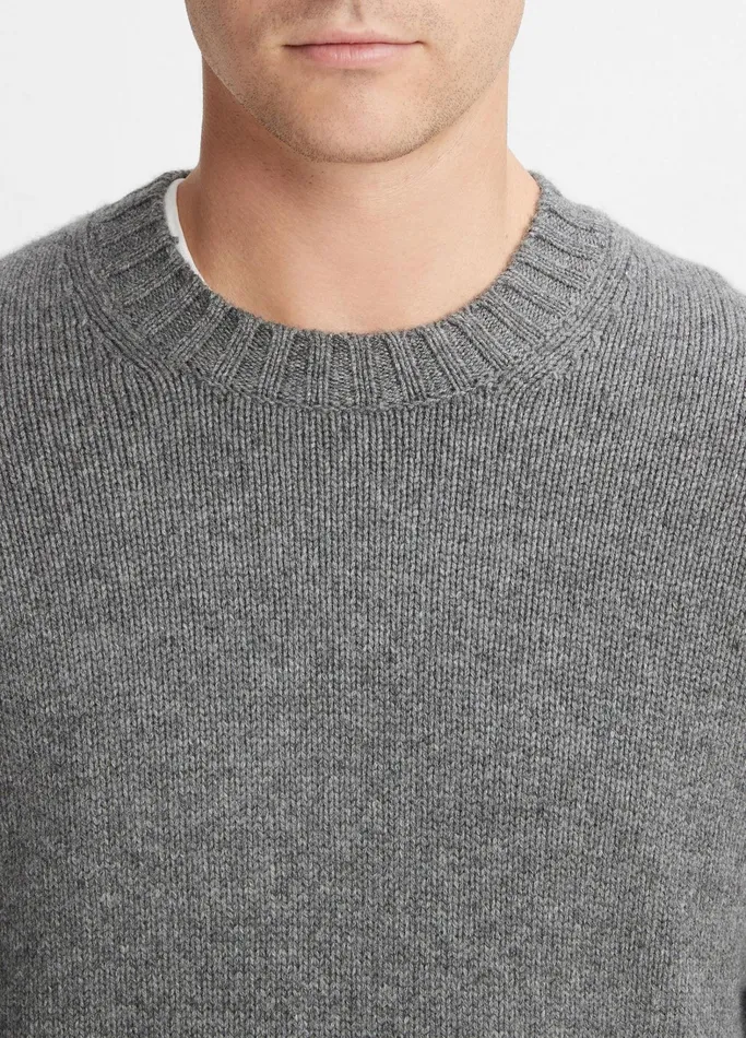 Vince Sweaters Men WoolCashmere Relaxed Crew Neck Sweater Medium Heather Grey
