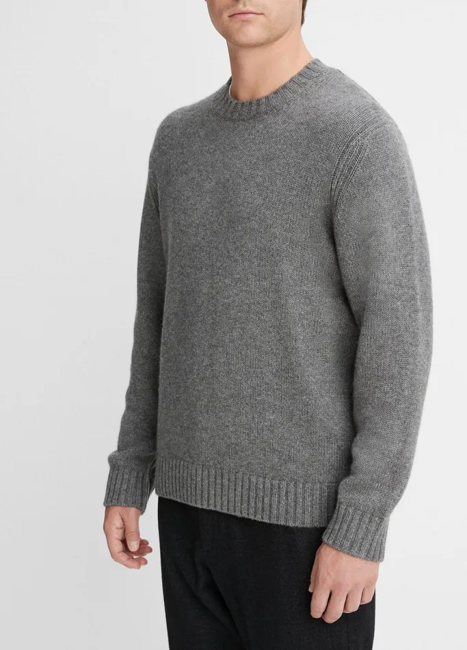 Vince Sweaters Men WoolCashmere Relaxed Crew Neck Sweater Medium Heather Grey
