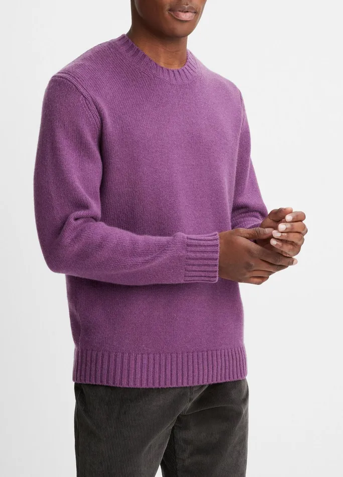 Vince Sweaters Men WoolCashmere Relaxed Crew Neck Sweater Purple Stone