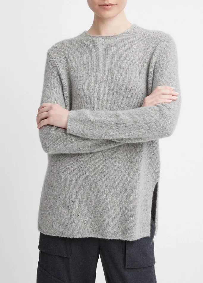 Vince Sweaters Women Cashmere CleanTrim Tunic Sweater Medium Grey