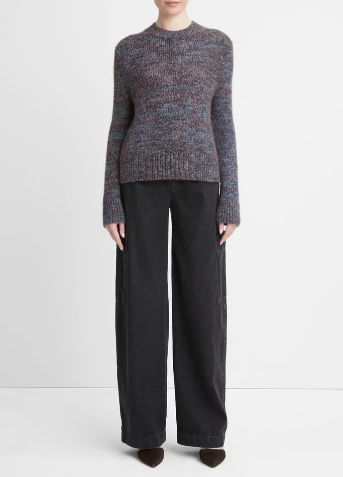 Vince Sweaters Women Marled Crew Neck Sweater Rustteal Stone Combo