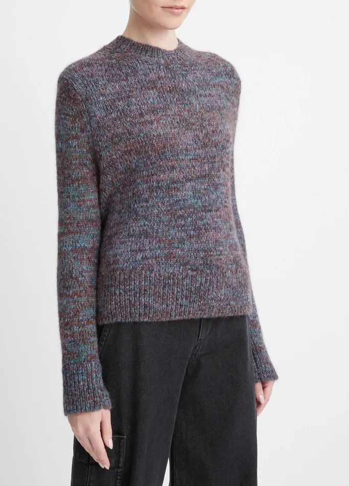 Vince Sweaters Women Marled Crew Neck Sweater Rustteal Stone Combo
