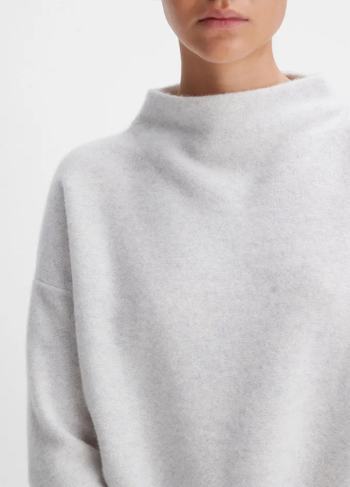Vince Sweaters Women Plush Cashmere Funnel Neck Sweater Heather Platinum