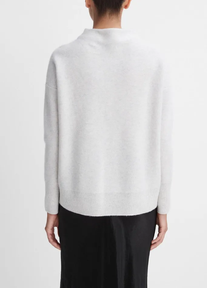 Vince Sweaters Women Plush Cashmere Funnel Neck Sweater Heather Platinum