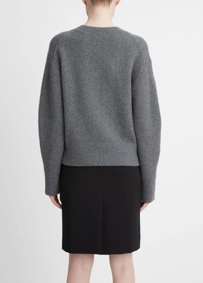 Vince Sweaters Women Wool And Cashmere DropShoulder VNeck Pullover Heather Flint
