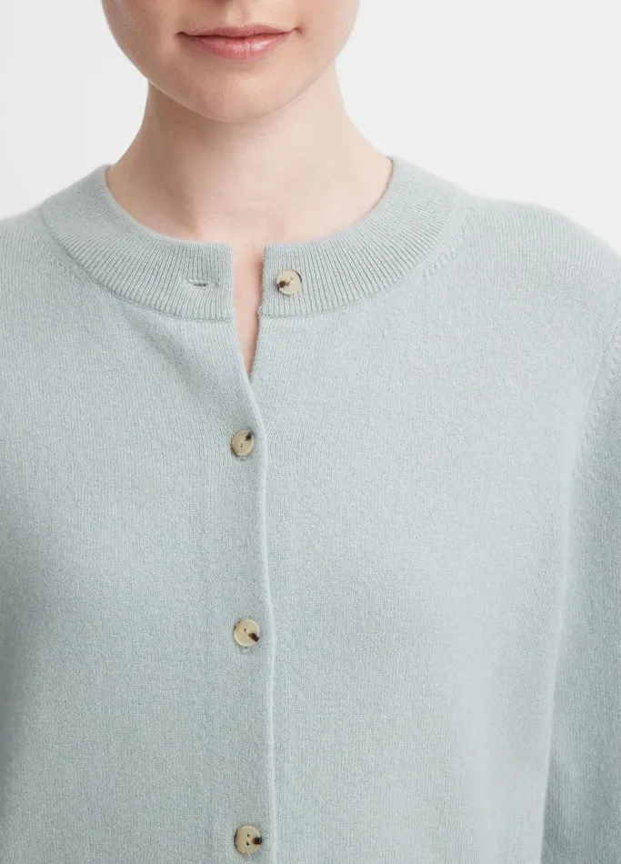 Vince Sweaters Women WoolBlend ThreeQuarterSleeve Shrunken Cardigan Sea Mist