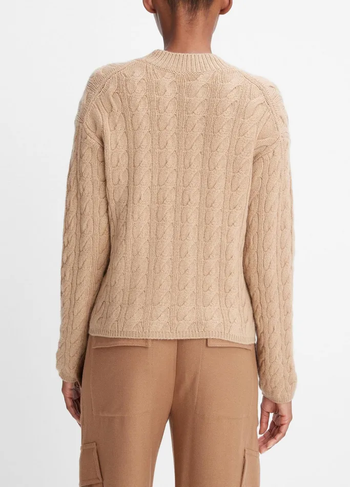 Vince Sweaters Women WoolBlend Twisted Cable Crew Neck Sweater Cashew