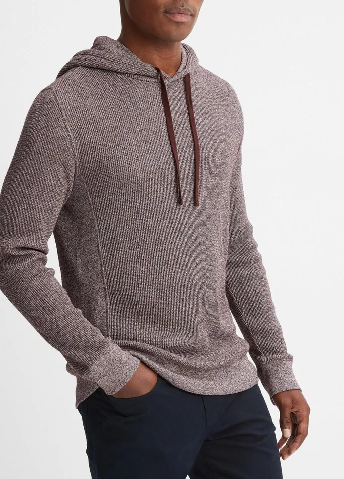 Vince Sweatshirts and Hoodies Men Moulin Pima Cotton Thermal Popover Hoodie Pinot Vinooff White