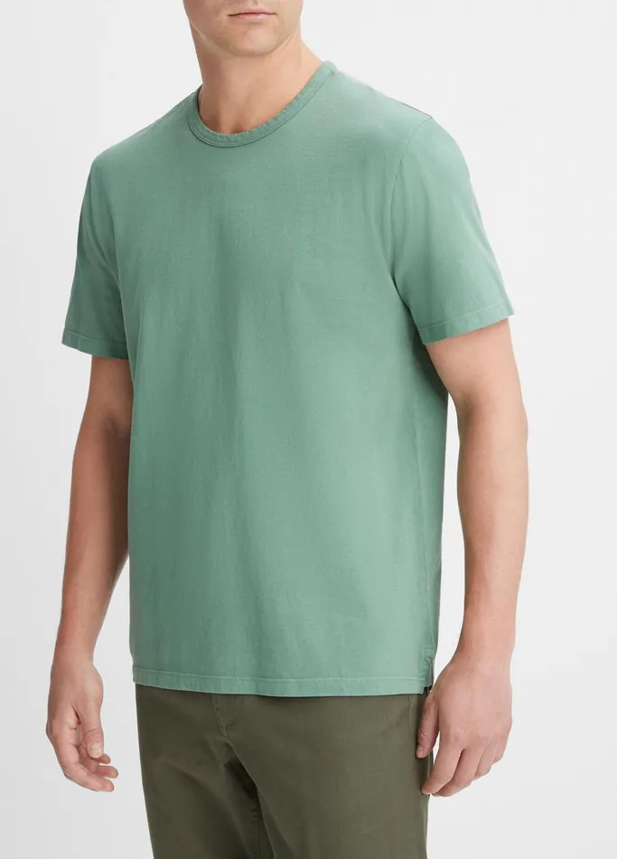 Vince TShirts and Polos Men Garment Dye ShortSleeve Crew Neck TShirt Washed Mineral Green