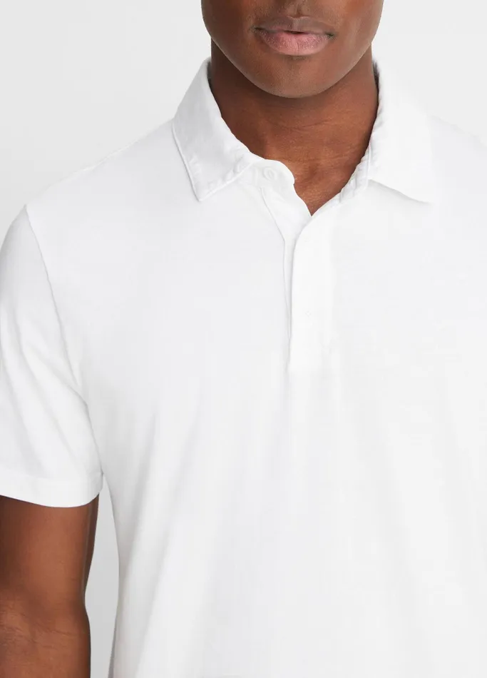 Vince TShirts and Polos Men Garment Dye ShortSleeve Polo Shirt Optic White